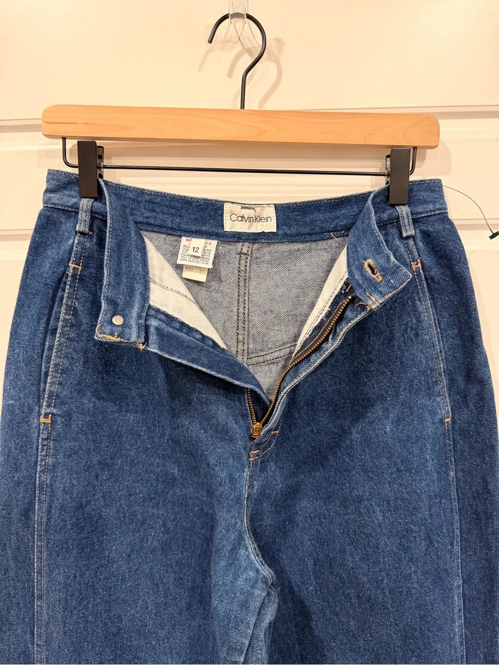Vintage Calvin Klein Made in USA Denim Jeans Women’s Size 12 80s Ribcage Barrel
